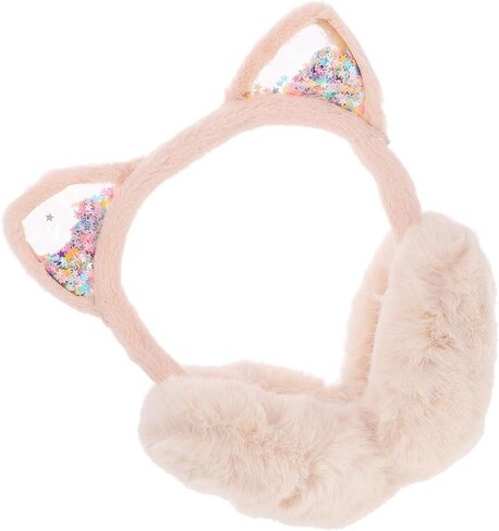 Hemoton Cute Cat Plush Earmuffs, Thermal Foldable Ear Covers and Boys, Beige Winter Ear Warmer, One Size Fits Ages 3-12, Outdoor Cold Weather Accessories in Kuwait