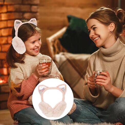 Hemoton Cute Cat Plush Earmuffs, Thermal Foldable Ear Covers and Boys, Beige Winter Ear Warmer, One Size Fits Ages 3-12, Outdoor Cold Weather Accessories in Kuwait