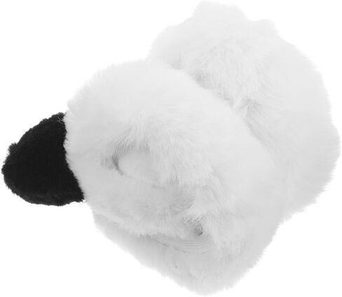 Mikikit Foldable Plush Panda Ear Muffs for Winter, Thick White Fluffy Ear Warmers for Cold Weather, Soft Cartoon Earmuffs for Boys in Kuwait