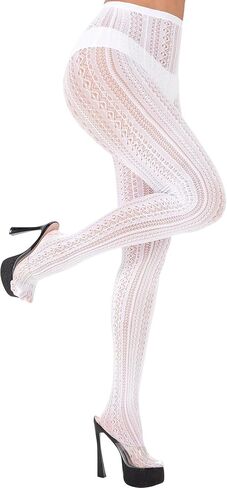White Floral Fishnet Stockings High Waist Mesh Tights Style Women's Fishnet Pantyhose in Saudi Arabia