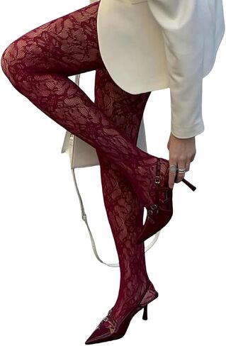 NUFIWI Women Lace Sheer Tights High Waist Floral Lace Fishnet Pantyhose Stockings Y2k See Through Going Out Tights in Kuwait