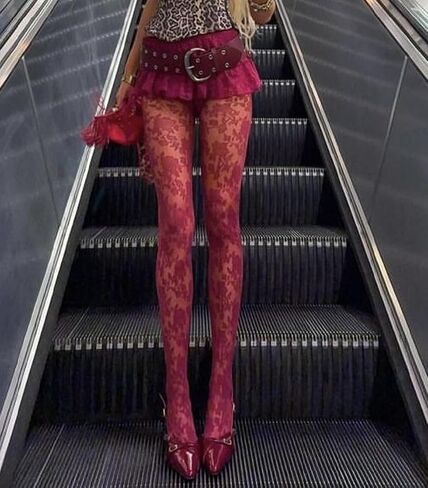 NUFIWI Women Lace Sheer Tights High Waist Floral Lace Fishnet Pantyhose Stockings Y2k See Through Going Out Tights in Kuwait
