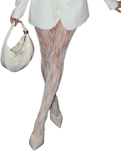 NUFIWI Women Lace Sheer Tights High Waist Floral Lace Fishnet Pantyhose Stockings Y2k See Through Going Out Tights in Kuwait