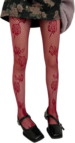 NUFIWI Women Lace Sheer Tights High Waist Floral Lace Fishnet Pantyhose Stockings Y2k See Through Going Out Tights in Kuwait