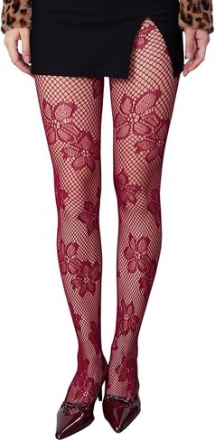 NUFIWI Women Lace Sheer Tights High Waist Floral Lace Fishnet Pantyhose Stockings Y2k See Through Going Out Tights in Kuwait