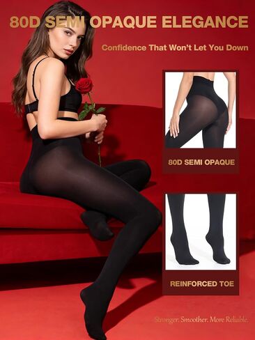 Built-To-Last Tights for Women with a Strengthened Waist Support Panel 80D Semi Opaque Rip Resistant Pantyhose in Saudi Arabia