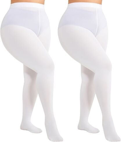 120D Opaque Plus Size Tights 2 Pairs Ultra-Soft Microfiber Control Top Pantyhose 3X 4X 5X 6X in Saudi Arabia