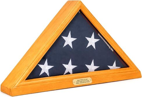 Bey-Berk Custom Personalized Solid Wood Triangle Glass Front Flag Display Case, Holds 3ft by 5ft Flag, Not Suitable for Burial or Memorial Flag (Mahogany) (Mahogany) in Kuwait
