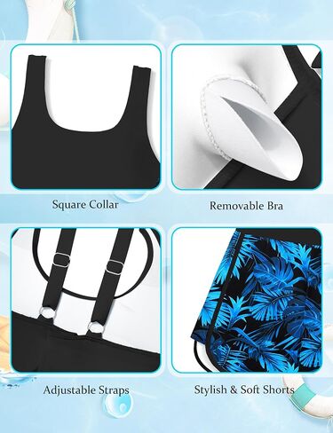 Girls Swimsuit One Piece Swimsuits Color Block Bathing Suit for Girls Adjustable Strap Padded Swimwear with Shorts in Saudi Arabia