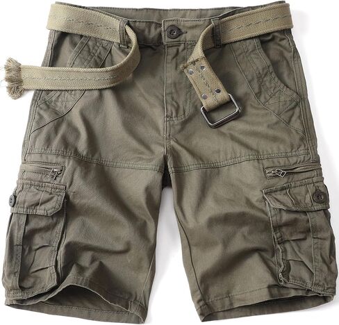 Men's Cargo Shorts Cotton Casual Outdoor Twill Shorts Relaxed Fit Zipper with 8 Pockets in Saudi Arabia