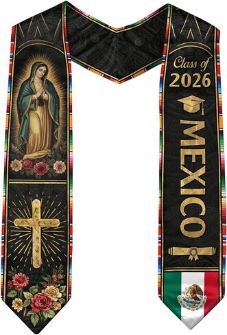 Graduation Sash Mexico With Aztec Patterns, Mexican Graduation Sash 2026, Mexican Stole in Saudi Arabia