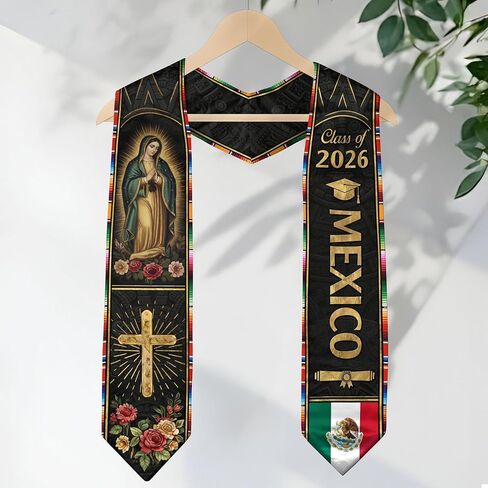 Graduation Sash Mexico With Aztec Patterns, Mexican Graduation Sash 2026, Mexican Stole in Saudi Arabia