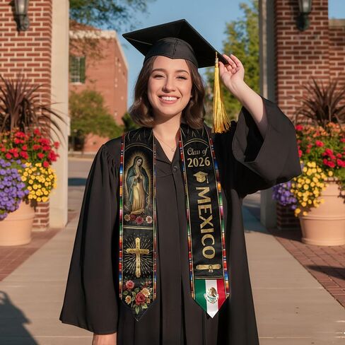 Graduation Sash Mexico With Aztec Patterns, Mexican Graduation Sash 2026, Mexican Stole in Saudi Arabia