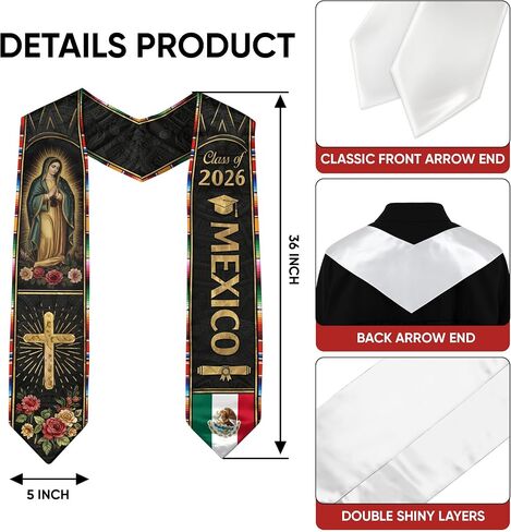Graduation Sash Mexico With Aztec Patterns, Mexican Graduation Sash 2026, Mexican Stole in Saudi Arabia