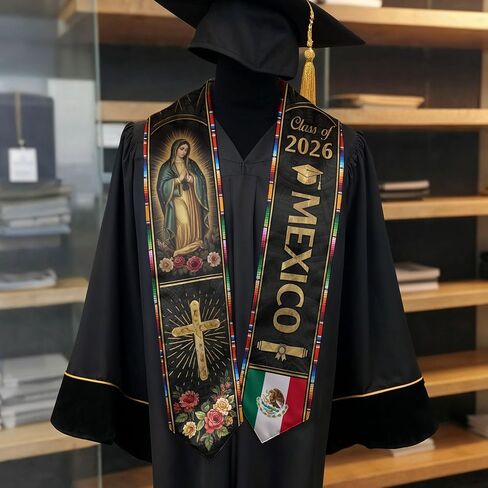 Graduation Sash Mexico With Aztec Patterns, Mexican Graduation Sash 2026, Mexican Stole in Saudi Arabia