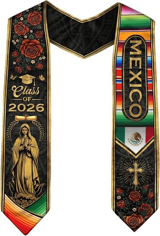 Graduation Sash Mexico With Aztec Patterns, Mexican Graduation Sash 2026, Mexican Stole in Saudi Arabia