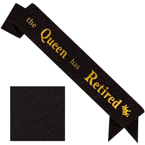 Retirement Party Decorations Gifts For Women Retirement Sash The Queen Has Retired Sash Party Favors Supplies Black Glitter in Saudi Arabia