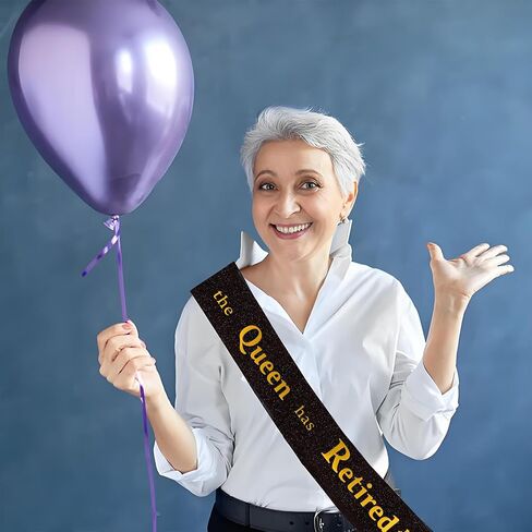 Retirement Party Decorations Gifts For Women Retirement Sash The Queen Has Retired Sash Party Favors Supplies Black Glitter in Saudi Arabia