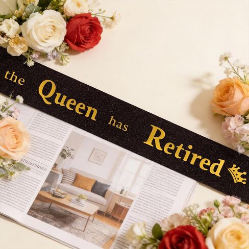 Retirement Party Decorations Gifts For Women Retirement Sash The Queen Has Retired Sash Party Favors Supplies Black Glitter in Saudi Arabia