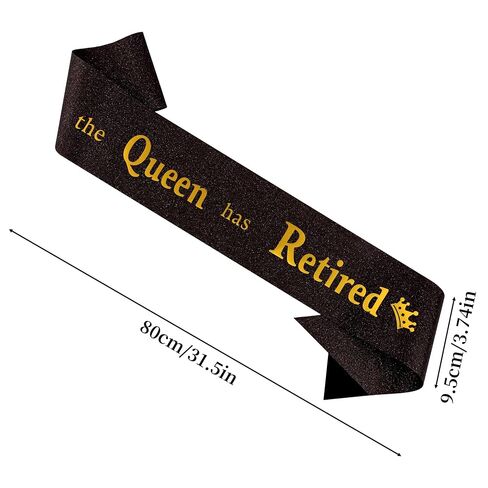 Retirement Party Decorations Gifts For Women Retirement Sash The Queen Has Retired Sash Party Favors Supplies Black Glitter in Saudi Arabia