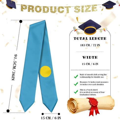 Palau Flag Graduation Stole Sash for Study Aboard International Students Abroad Adult Unisex in Saudi Arabia