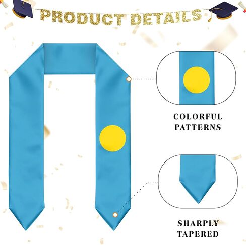Palau Flag Graduation Stole Sash for Study Aboard International Students Abroad Adult Unisex in Saudi Arabia