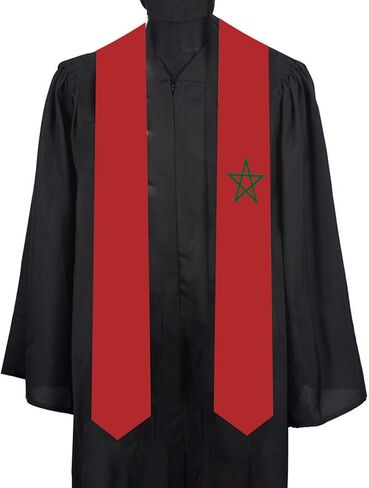 Morocco Country flags Graduation Stole scarf class of Graduation Sash Unisex Adult for Study Aboard International Students gifts in Saudi Arabia