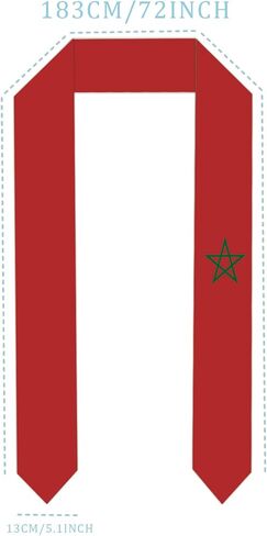 Morocco Country flags Graduation Stole scarf class of Graduation Sash Unisex Adult for Study Aboard International Students gifts in Saudi Arabia
