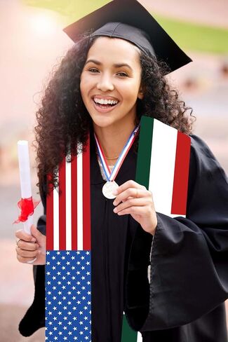 GOLDCROW المكسيكي التخرج سرق 2026 - وشاح التخرج العلم الأمريكي المكسيكي لفئة 2026، 67.72 × 4.72 بوصة لحفلات التخرج والمهرجانات والاحتفالات الثقافية in Kuwait