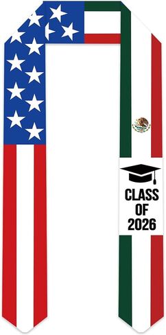 Mexican Graduation Sash Class of 2026 Graduation Stole - Mexico USA Crountry Flag Grad Stole Grad Photo Props, Graduation Gifts for College Graduates, 2026 Graduation Party Decorations in Saudi Arabia
