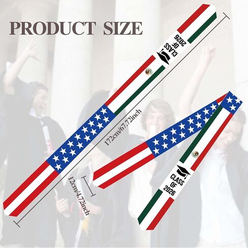 Mexican Graduation Sash Class of 2026 Graduation Stole - Mexico USA Crountry Flag Grad Stole Grad Photo Props, Graduation Gifts for College Graduates, 2026 Graduation Party Decorations in Saudi Arabia