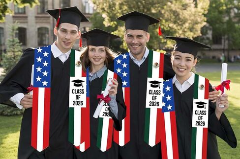 Mexican Graduation Sash Class of 2026 Graduation Stole - Mexico USA Crountry Flag Grad Stole Grad Photo Props, Graduation Gifts for College Graduates, 2026 Graduation Party Decorations in Saudi Arabia