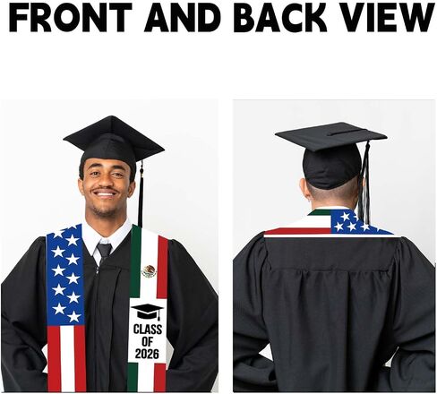 Mexican Graduation Sash Class of 2026 Graduation Stole - Mexico USA Crountry Flag Grad Stole Grad Photo Props, Graduation Gifts for College Graduates, 2026 Graduation Party Decorations in Saudi Arabia