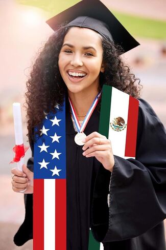 Mexican Graduation Sash Class of 2026 Graduation Stole - Mexico USA Crountry Flag Grad Stole Grad Photo Props, Graduation Gifts for College Graduates, 2026 Graduation Party Decorations in Saudi Arabia
