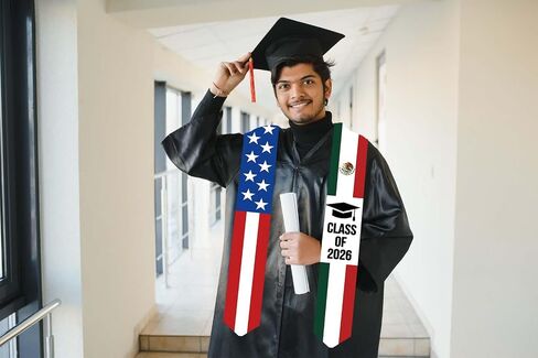 Mexican Graduation Sash Class of 2026 Graduation Stole - Mexico USA Crountry Flag Grad Stole Grad Photo Props, Graduation Gifts for College Graduates, 2026 Graduation Party Decorations in Saudi Arabia