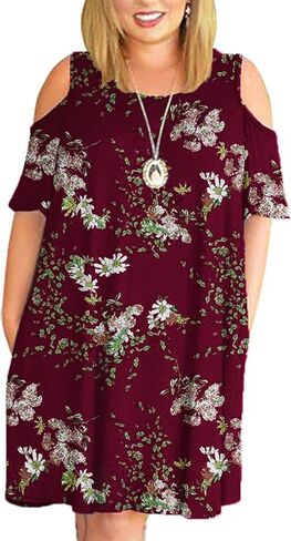 Kancystore Women's Plus Size Summer Dresses Short Sleeve Casual T-Shirt Swing Dress with Pockets in Saudi Arabia