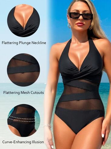Women Sexy One Piece Swimsuits Mesh Bathing Suits for Beach Vacation Slimming Swimwear in Saudi Arabia