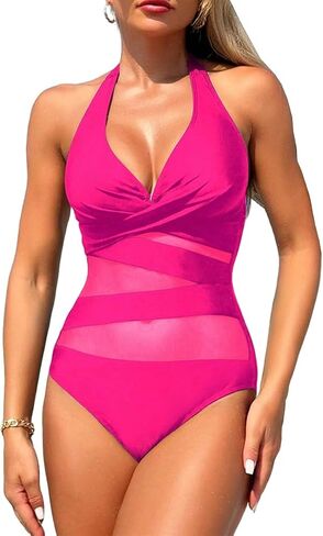 Women Sexy One Piece Swimsuits Mesh Bathing Suits for Beach Vacation Slimming Swimwear in Saudi Arabia