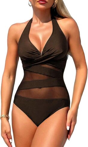 Women Sexy One Piece Swimsuits Mesh Bathing Suits for Beach Vacation Slimming Swimwear in Saudi Arabia