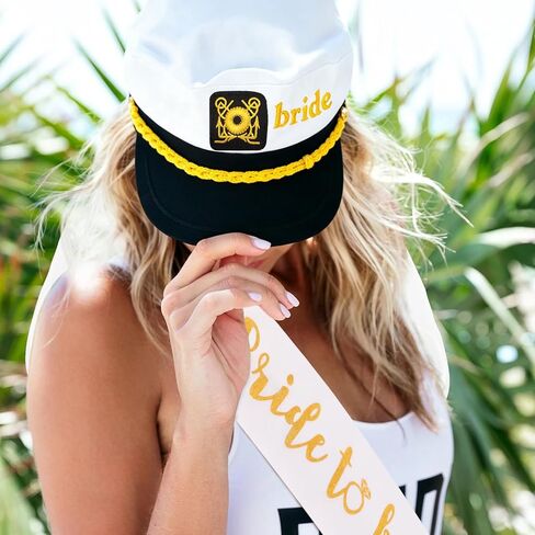 Chanaco Bride Captain Hat with Veil Bride to Be Sash and Sunglasses Bachelorette Party Favors Decorations Beach Wedding Accessories Bridal Shower Sashes Engagement Gifts in Kuwait