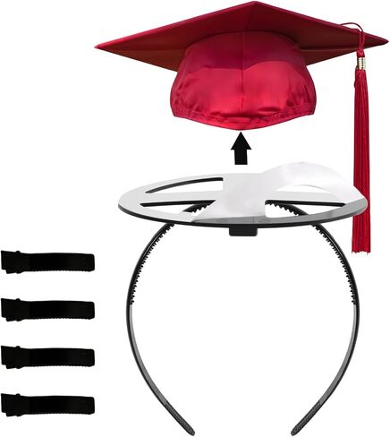 Graduation Cap HeadBand, Secure Hairstyle With 4 hair clips, Grad Cap Hairband for Graduates, Students in Saudi Arabia