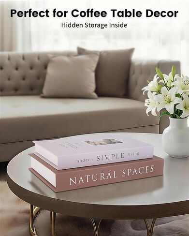 Decorative Books for Home Decor with Hidden Storage, Faux Book Box Set of 2 for Coffee Table & Shelves, Neutral Book Decor Aesthetic for Living Room Styling in Saudi Arabia
