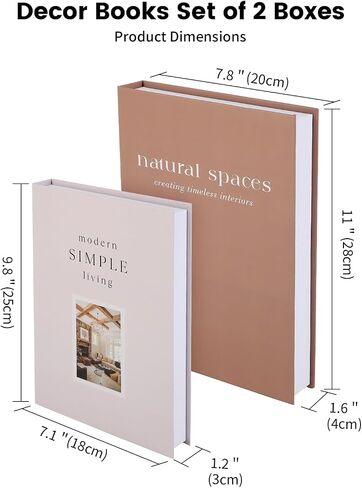 Decorative Books for Home Decor with Hidden Storage, Faux Book Box Set of 2 for Coffee Table & Shelves, Neutral Book Decor Aesthetic for Living Room Styling in Saudi Arabia