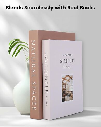 Decorative Books for Home Decor with Hidden Storage, Faux Book Box Set of 2 for Coffee Table & Shelves, Neutral Book Decor Aesthetic for Living Room Styling in Saudi Arabia