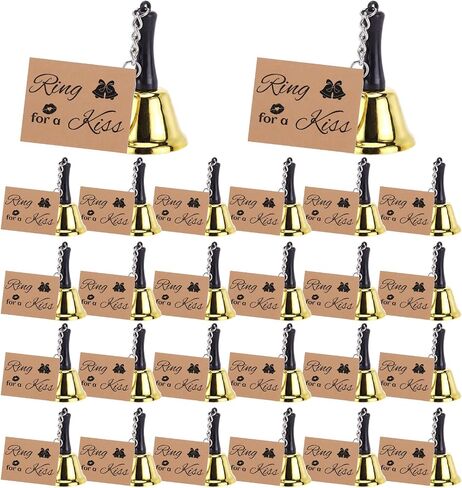 24 Set Wedding Bells Bulk with Tags Ring for a Kiss Bells Party Favors for Guests, Mini Kissing Bells for Wedding Reception Decorations Favor Goody Bag Supplies in Saudi Arabia