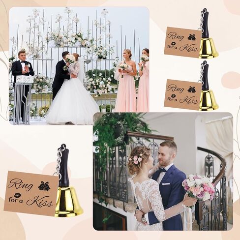 24 Set Wedding Bells Bulk with Tags Ring for a Kiss Bells Party Favors for Guests, Mini Kissing Bells for Wedding Reception Decorations Favor Goody Bag Supplies in Kuwait