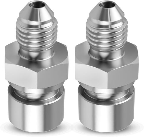 2Pcs 4AN Male to 3/8-24 3/16 Inch Inverted Flare Female Brake Line Adapter Fitting Fit for Brake Lines Clutch Lines Turbocharger Oil Supply Oil Pressure Coolant and Power Steering Systems in Kuwait