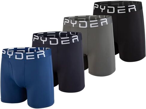 Spyder Men’s Boxer Briefs Performance Underwear Moisture-Wicking Comfort Fit with Fly Front 4 Pack for Men in Saudi Arabia