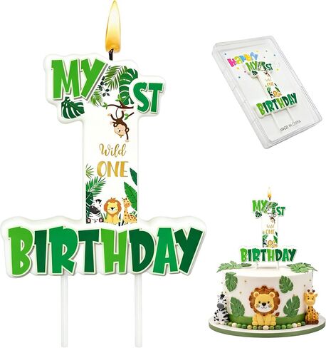 Wild One Number 1 Birthday Candle, 3.5×3.2" Wild Animal Themed 1st Cake Topper for Boys Birthday Party Decorations in Saudi Arabia