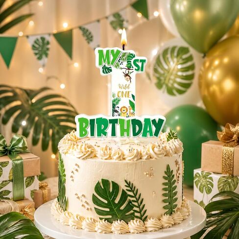 Wild One Number 1 Birthday Candle, 3.5×3.2" Wild Animal Themed 1st Cake Topper for Boys Birthday Party Decorations in Saudi Arabia
